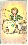 Enfant et Batterie Jazz BA avec trèfle à quatre feuilles et Mickey