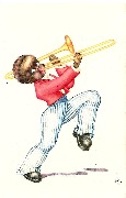 Musicien noir jouant du trombonne à coulisse