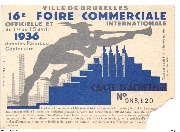 Ticket d'entrée à la 16ème foire commerciale de bruxelles 1936