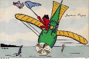 Joyeuses Pâques (Chat rouge pilotant un avion-oiseau vert)