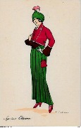 Suprême Elégance (Femme en robe verte et chapeau assorti)