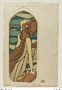 Vitrail. Femme au tournesol Vitrail. Femme au tournesol