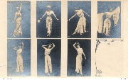 Carte publicitaire pour une série de 7 cartes avec danseuse