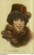 Femme au chapeau de fourrure avec une voilette
