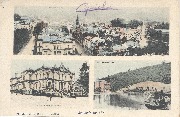 Spa. Souvenir de Spa - Multi vue : Panorama, Les Bains et Lac de Warfaz