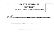 Carte Postale - Postkaart (Côté réservé à l'adresse. - Zijde voor het adres alleen.)  Dos non divisé M ronde 3 lignes Timbre