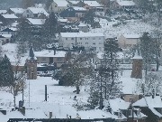 Deux tours vestiges du Chateau de Messancy après incendie