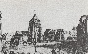 Wavre. Place de l'église St. Jean Baptiste (gravure Hoolans, 1859)