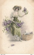 (marchande de fleurs présentant du lilas)