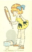 Bonne année. (Femme se poudrant la figure)