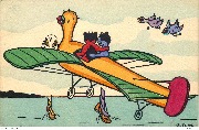 (Couple de chats dans un avion-oiseau orange)