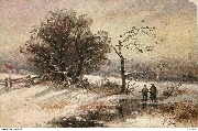 (2 hommes conversant dans un paysage d'hiver)