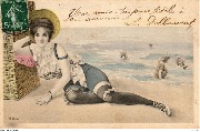 (Jeune femme allongée sur une plage)