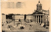 Bruxelles. Place royale Monument Godefroid de Bouillon et Eglise St Jacques sur Coudenberg(tramway,autos) 