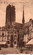 Malines. Coin de la Grand'Place et Cathédrale St Rombaut. Mechelen. St Romboutskerk