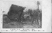 Contich. Catastrophe de... 21 mai 1908. Apr&egrave;s l'accident. Un wagon d&eacute;gag&eacute;. Na het ongeval een ontlaste wagon