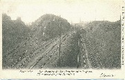 FRAMERIES. Les Chemins de Fer aboutissant à la Gare(vue prise du pont Donaire)