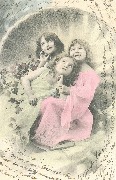 Joyeux No&euml;l (trois fillettes regardant vers le ciel)