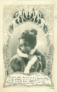 Femme dans d&eacute;cor art nouveau enneig&eacute;