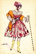 Belle avec canne et &eacute;tole en peau de renard