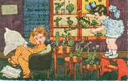 Crois-tu que ma t&ecirc;te va fleurir comme un cactus ? (elle arrose son mari)