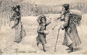 Bonne Ann&eacute;e(fillette donnant une lettre au P&egrave;re No&euml;l)