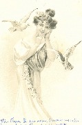 Femme entour&eacute;e de deux colombes