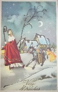 St Nicolas et l âne poussé par un ange-Vive St Nicolas