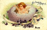 Fantaisie. Heureuses P&acirc;ques (Angelot sortant d'un Oeuf)