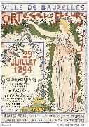 (Reproduction Affiche )Ville de Bruxelles Cort&egrave;ge des Fleurs 29 juillet 1894 Groupe et chars