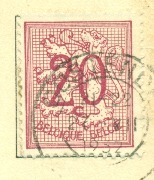 Chiffre sur lion H&eacute;raldique Goffin 20 centimes lilas