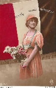 Meurtri mais vainqueur (femme debout all&eacute;gorique casque et drapeau)