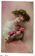 (femme bouquet de roses)