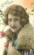 Bonne année (buste de femme fond de gui)