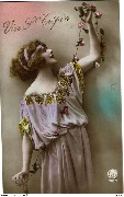 Vive St-Crépin (Femme au bandeaux tirant une guirlande légèrement fleurie)
