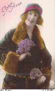 Bonne année (Femme en demi pied avec fleurs)