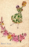 Bonne ann&eacute;e. Tresse de roses. Patinage