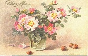Vase &agrave; bouquet &eacute;glantines et fruits secs