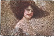 Femme d&eacute;collet&eacute;e au grand chapeau