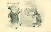 (Cochons humanis&eacute;s, le monsieur accueille son &eacute;pouse avec des jumeaux