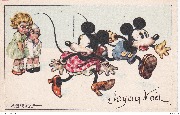 Joyeux No&euml;l Mickey & Minnie (ayant peur d'un couple d'enfants)